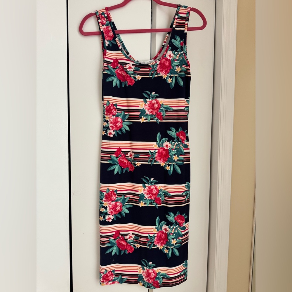 Floral NWT Stripe Navy Tank sundress sz medium “Planet Gold” from Nordstrom Rack